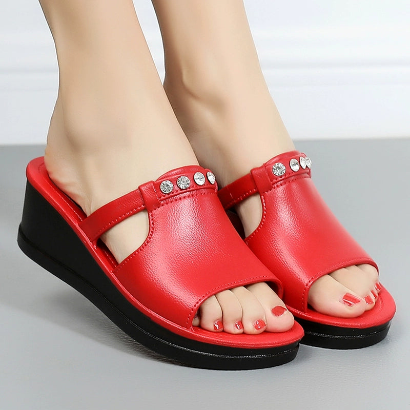 Women's Slippers Outwear Summer New Arrival Fashion Non Slip High Heel Home Thick-Soled Platform Shoes