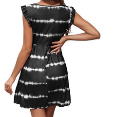 Ruffled Stripes Printed Dress Vest
