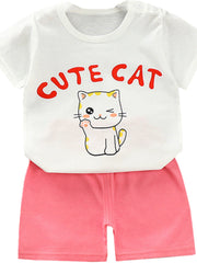 Summer Pure Cotton Boys and Girls Pajamas Cartoon T-shirt