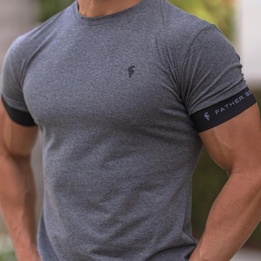 Men's American-Style Solid Color Running Short Sleeve t shirt