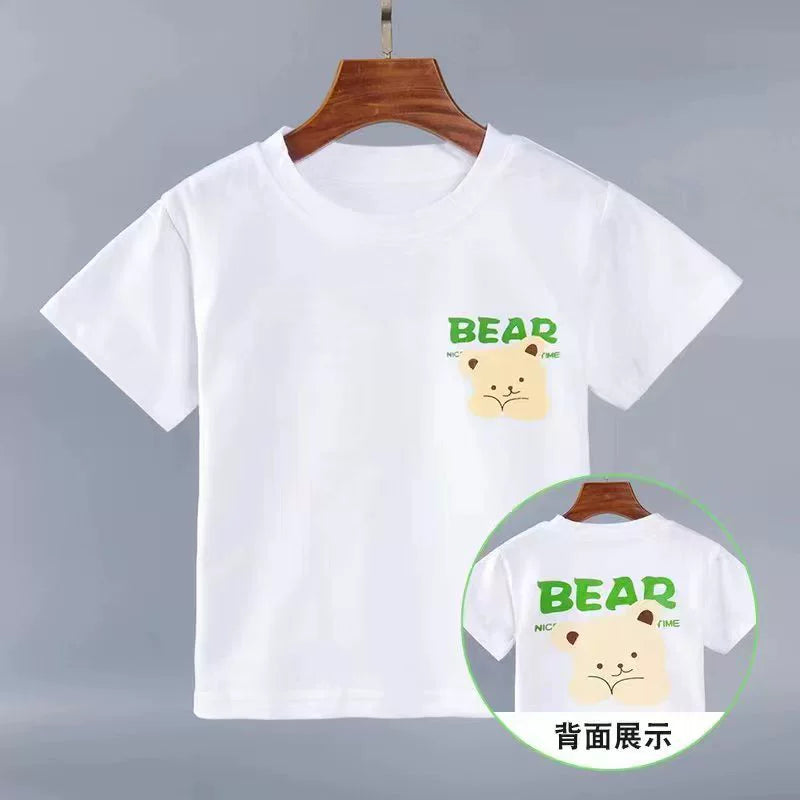 Summer Clothing Kids Pure Cotton T-Shirt Baby Short Sleeve Boys and Girls Bottoming Shirt