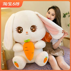 Authentic Holding Radish Rabbit Doll Plush Toys Long Ears Rabbit Doll