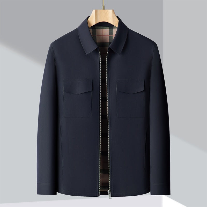 Polo Collar Straight Zipper Coat