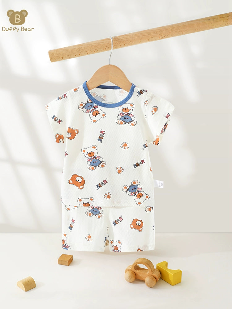 Baby Summer Thin Short-Sleeved Suit Baby Boy Cotton Newborn Two-Piece Set Boys 'And Girls' Pajamas Shorts Summer Clothes