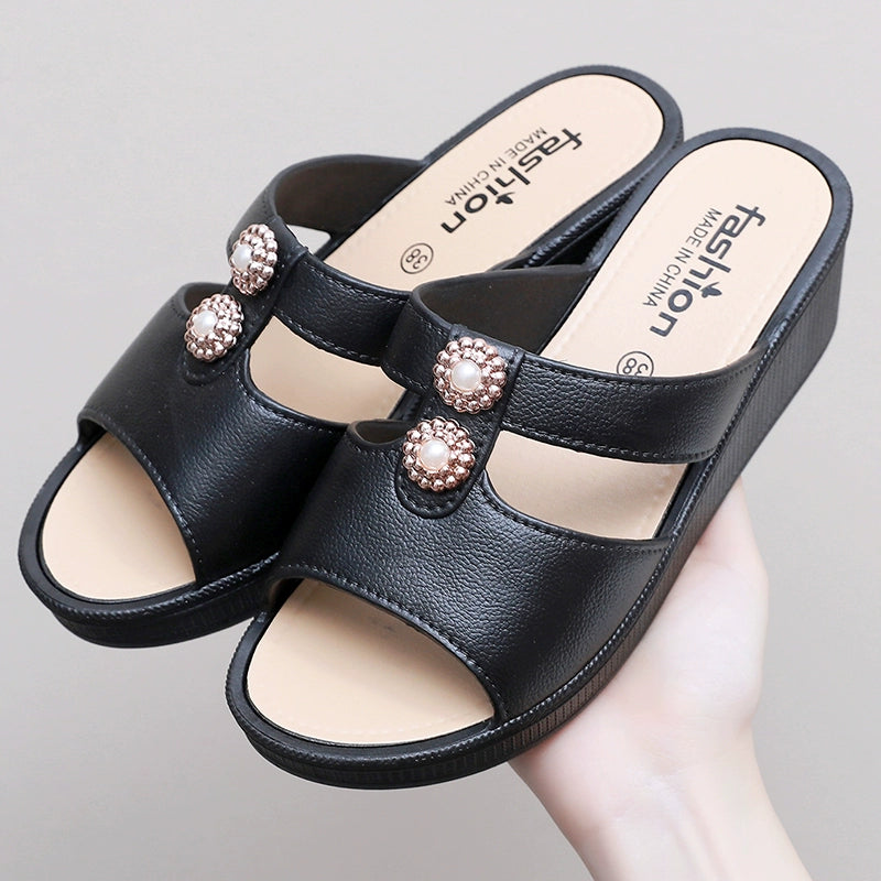 Women's Slippers Outwear Summer New Arrival Fashion Non Slip High Heel Home Thick-Soled Platform Shoes