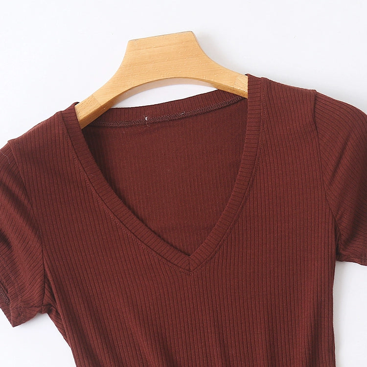Women's T-shirt Slim Solid Color Striped Stretch Pullover