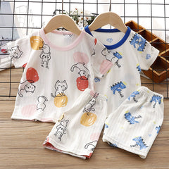 Baby Ice Silk Short Sleeve Thin Pajamas Air Conditioning Clothes Summer Clothes