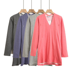 Sweater Loose Simple Long Sleeve T-shirt Breastfeeding V-neck Shirt