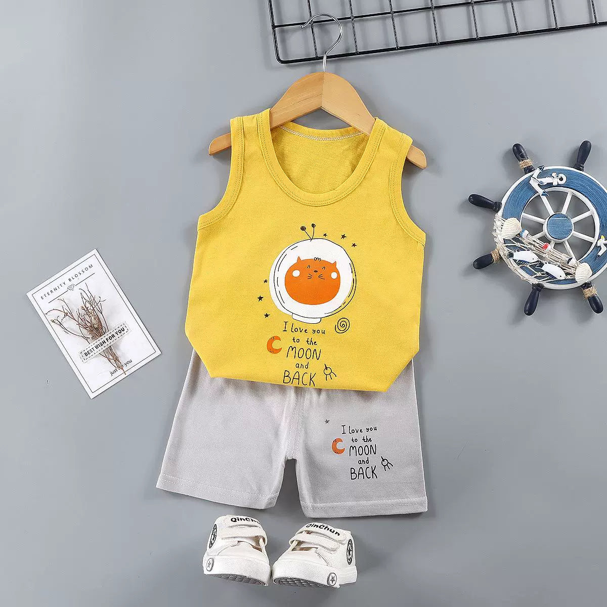 Children's Vest Summer Suit New Boys' and Girls' Shorts Sleeveless Top Baby Pajamas Korean Style Children's Clothing