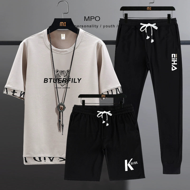 Short Sleeve Athleisure K-style Trendy Student Two-Piece Suit