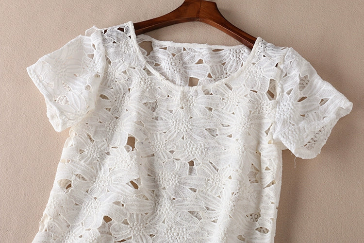 Clear Texture Short-Sleeved Shirt Lace Shirt