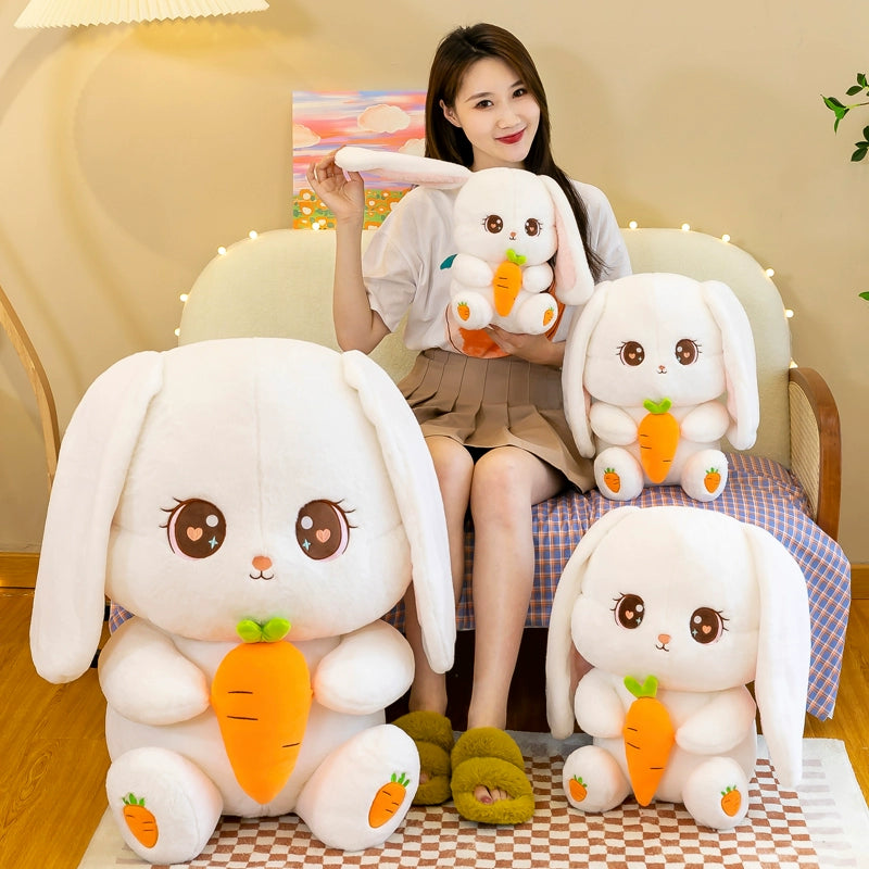 Authentic Holding Radish Rabbit Doll Plush Toys Long Ears Rabbit Doll