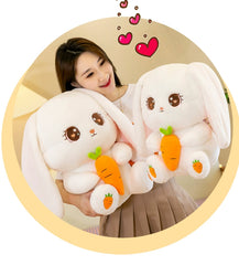 Authentic Holding Radish Rabbit Doll Plush Toys Long Ears Rabbit Doll