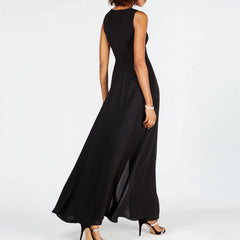 Sleeveless Body Shaping Black and White Contrasting-Color Dress Trousers Suit