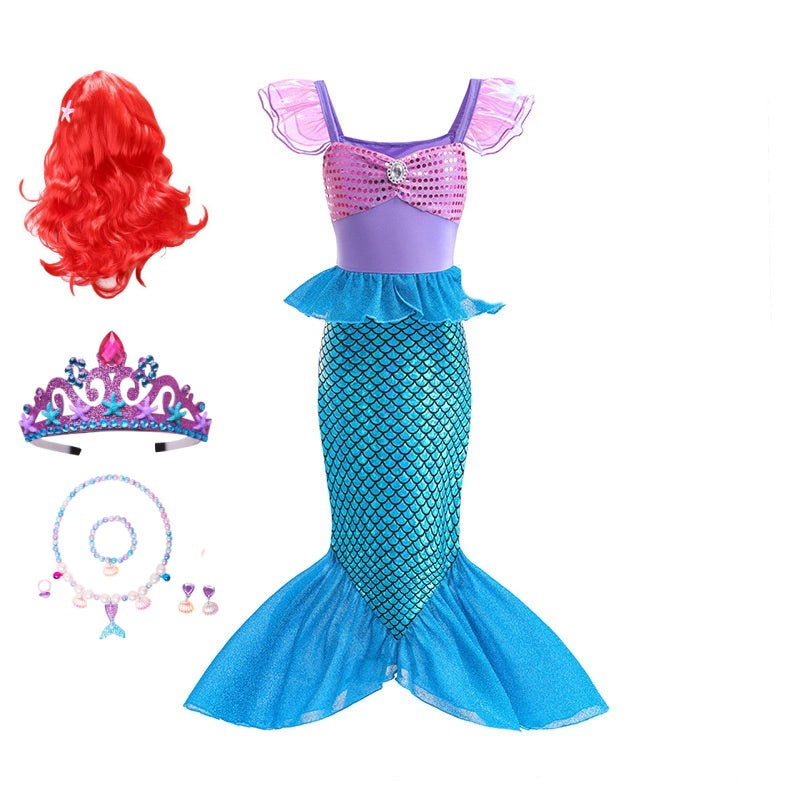 Girl Vest Western Style Sleeveless Princess Dress Mermaid