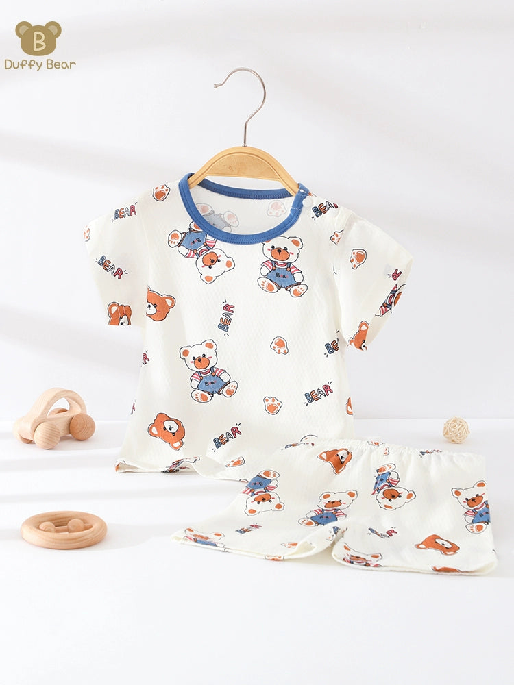 Baby Summer Thin Short-Sleeved Suit Baby Boy Cotton Newborn Two-Piece Set Boys 'And Girls' Pajamas Shorts Summer Clothes