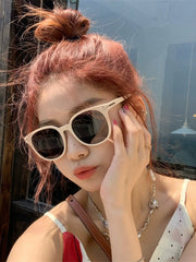 Big Face Internet Celebrity White Frame Ins Polarized Female Sunglasses