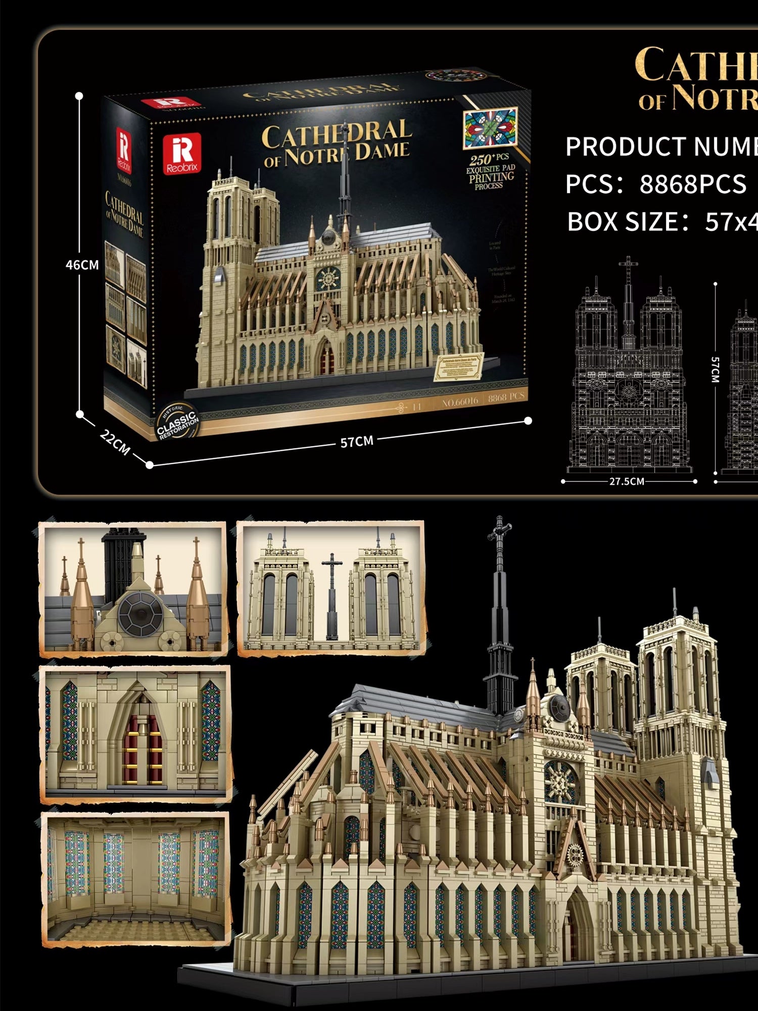 Dame De Paris Gothic Building Super Large Particle Assembled Educational Building Blocks Toy Model