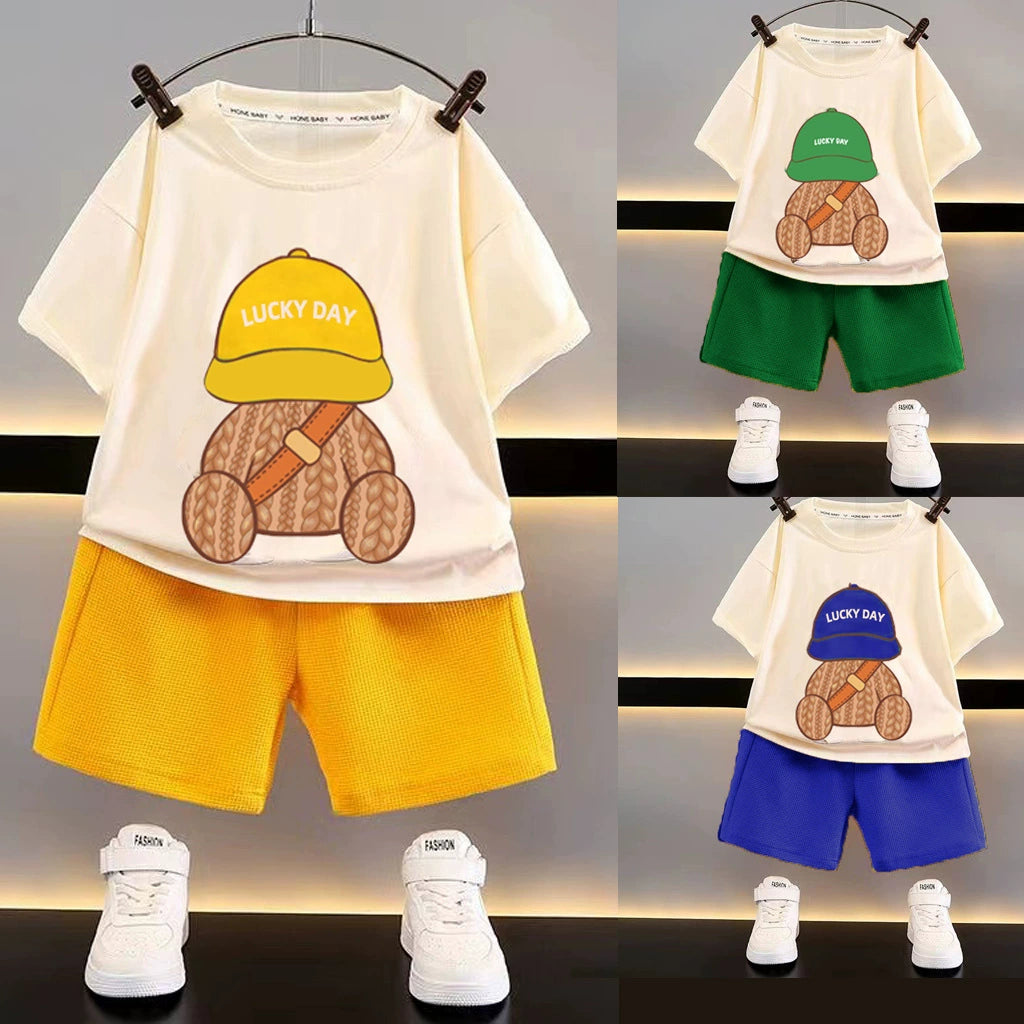 Summer Casual Loose Short Sleeves Waffle Baby Clothes