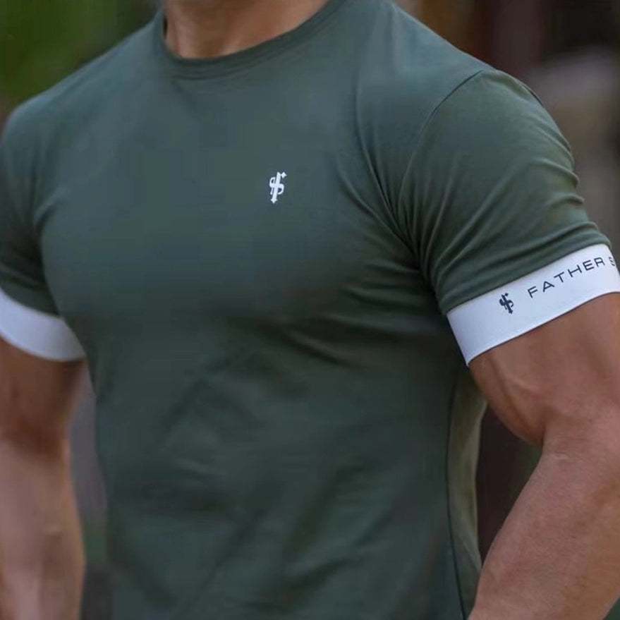 Men's American-Style Solid Color Running Short Sleeve t shirt