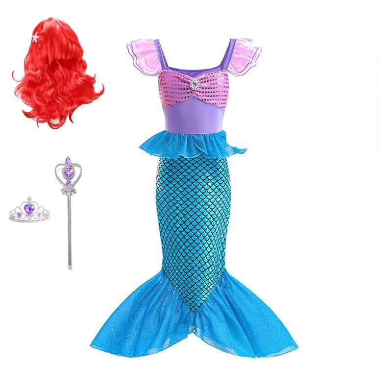 Girl Vest Western Style Sleeveless Princess Dress Mermaid