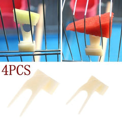 Pet Feeding Accessories 4Pcs Birds Parrots Fruit Fork Pet Supplies Plastic Food Holder Feeding on Cage Pet Supplies