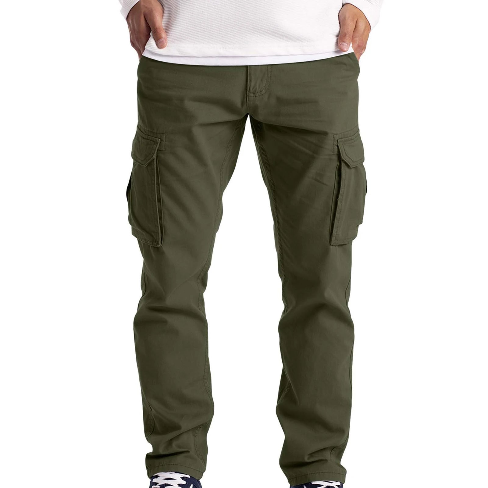 Cargo Pants Harem Trousers Jogging Pants Cargo Pants Casual Pants Solid Color Multi Pockets Men Mid Waist Straight Sweatpants