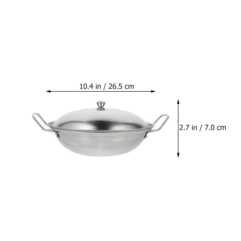 Pot Stove with Lid Restaurant Cookware Daily Use Cooking Pan Double Handle Hot Griddle Kitchen Wok Household Stainless Steel