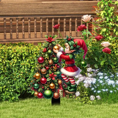 Christmas Yard Stakes Waterproof Christmas Tree Planter Stakes Reusable Acrylic Lawn Decoration