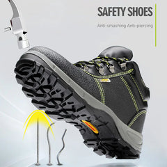New Cowhide Shoes High Top Shoes Steel Head Anti Impact Anti Puncture Protective Shoes