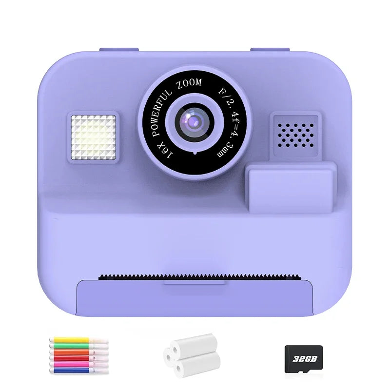 Educational Thermal Instant Print Camera With 32G Card, 1080P Children Mini Digital Video Camera