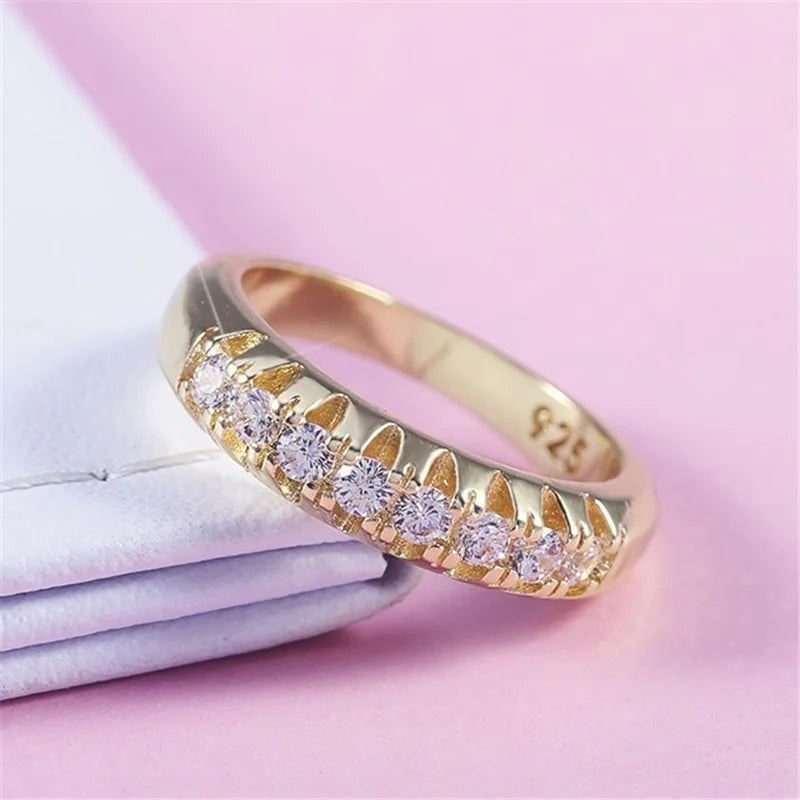 Luxury Golden Color Zircon Rings For Women Accessories Jewelry Stone Finger Rings Custom Jewelry