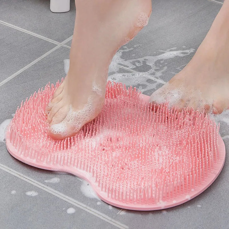 Silicone Rub Back Brush Bathroom Non-slip Wash Foot Pad Massage Shower Mat with Sucker