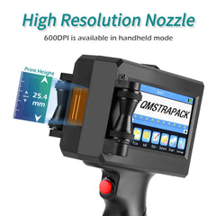 12.7/25.4mm Handheld Inkjet Printer Gun QR Barcode Batch Date Number Logo Expiry Date Coding Machine Non-encrypted 25 Languages