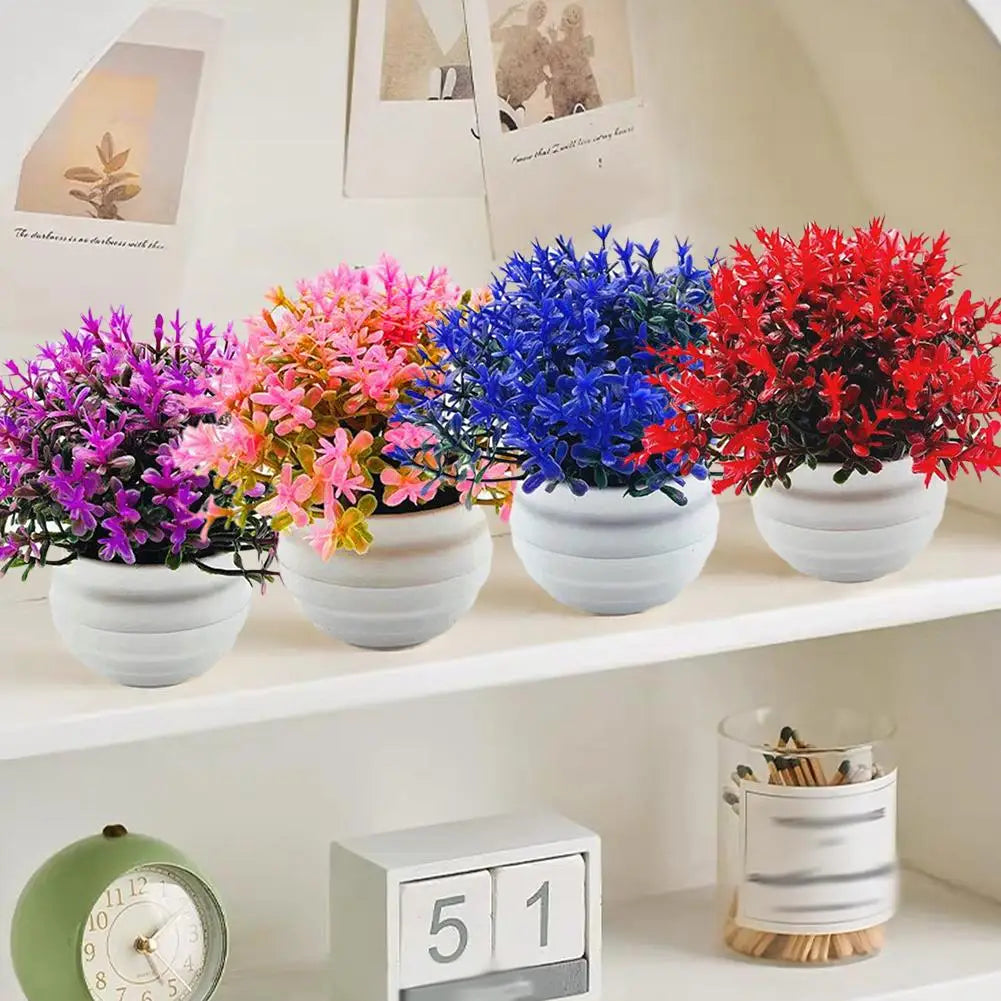 Mini Artificial Plants with Pot for Home Office and Bathroom Décor