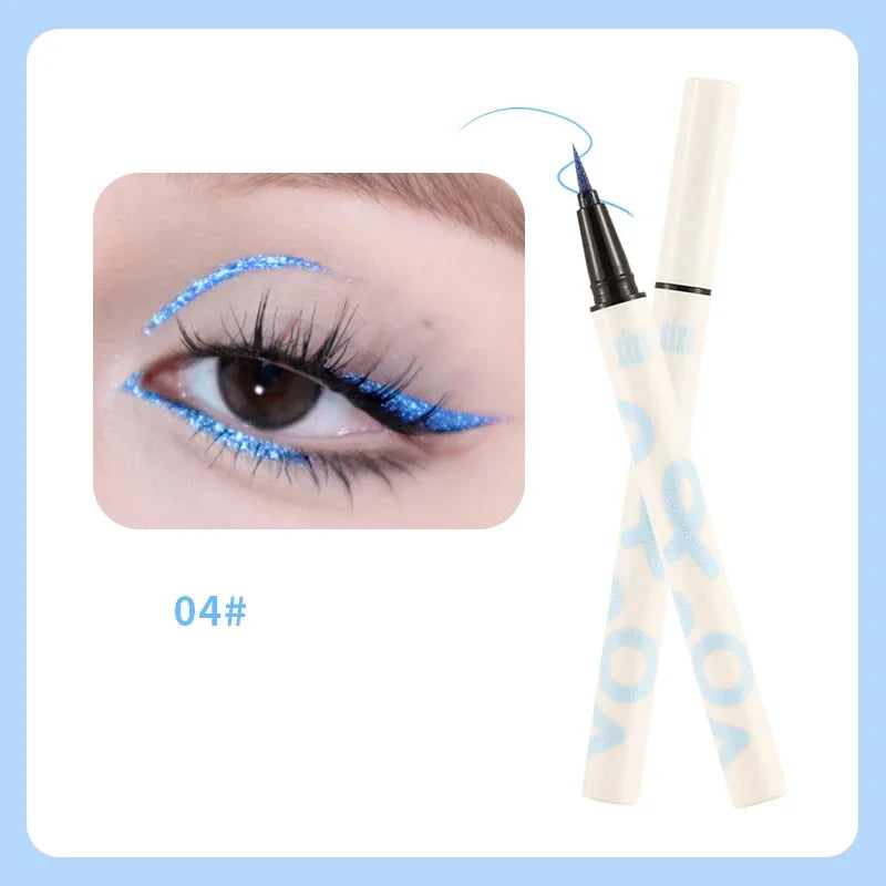 Liquid Aurora Blue Shiny Eye Liner Pen Glitter Phosphorescence Pigment Waterproof Shimmer Sparkling Eyeliners