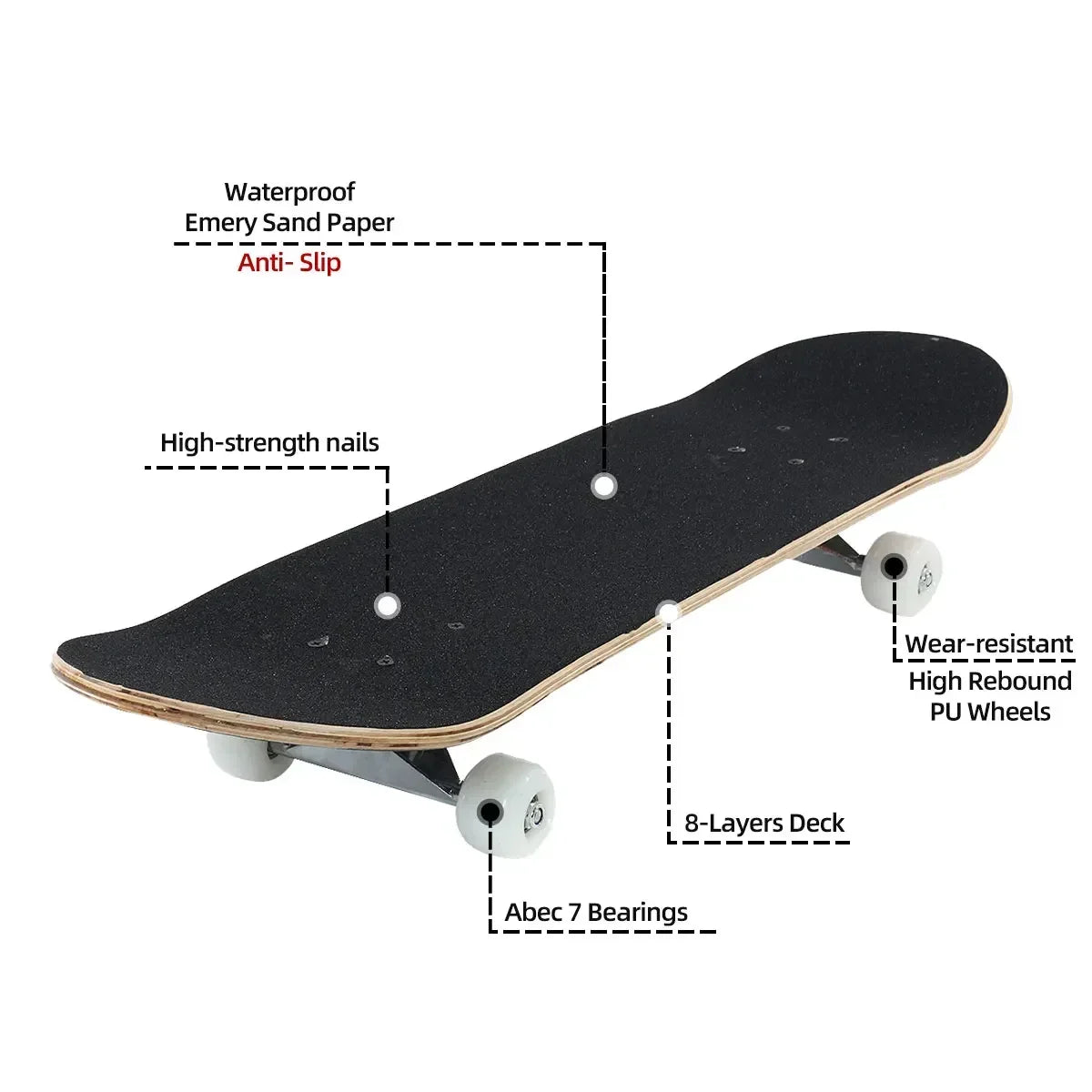 31" 4 Wheels Wood Skateboard Kids Trick Double Rocker Kick Concave Complete Skate Board Mini Cruiser Longboard Scooter