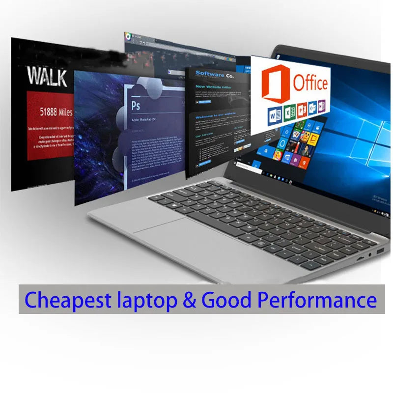 New 14 inch Slim Cheap Notebook Laptop 12GB RAM 1TB/512GB/256GB SSD Windows 10 Quad Core School Netbook Laptops