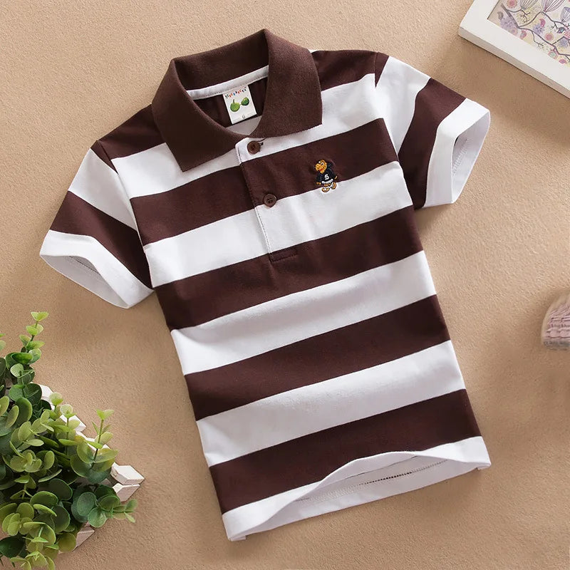 Summer Boys Polo Shirts Short Sleeve T-shirt For Kids Boy Bottom Solid Color Children Sweatshirts Baby Clothing 3-14T