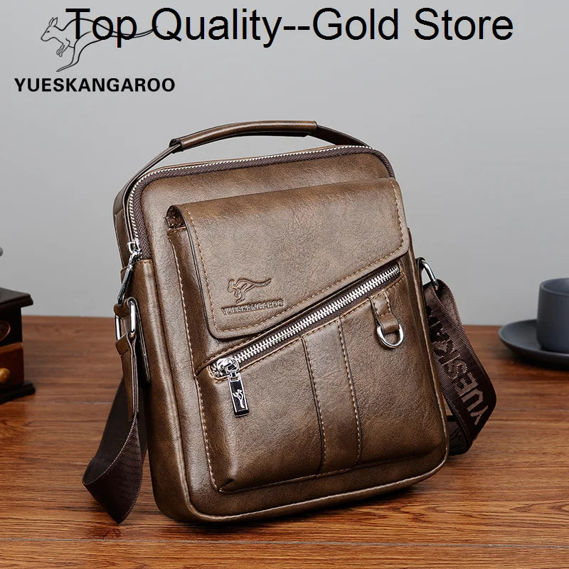 Kangaroo Luxury Brand Men Shoulder Bag Fashion Casual PU Leather Flap Men's Crossbody s 7.9-inch IPAD Handbags Travel Man