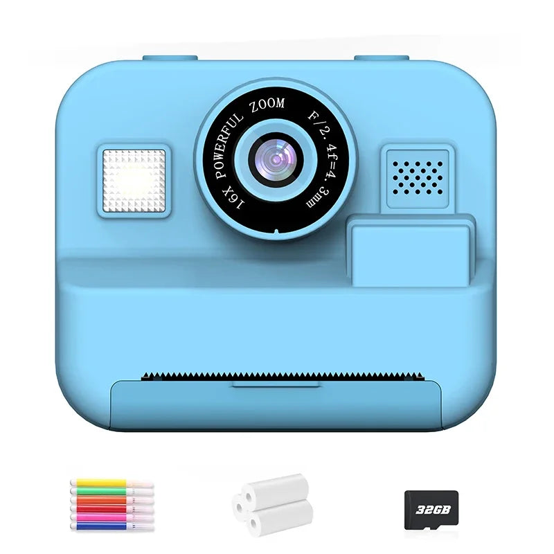 Educational Thermal Instant Print Camera With 32G Card, 1080P Children Mini Digital Video Camera