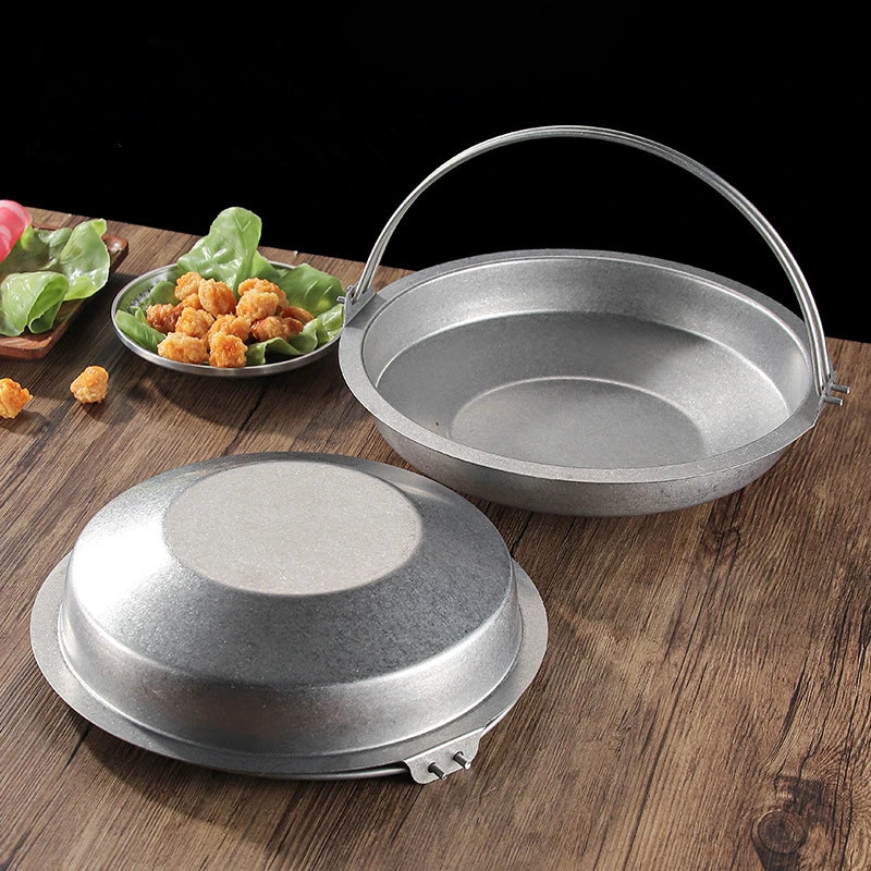 Retro Japanese-style Stainless Steel Pot Sukiyaki Cuisine Frying Pan Hanging Line Small Hot Pot Kitchen Cooking Utensils