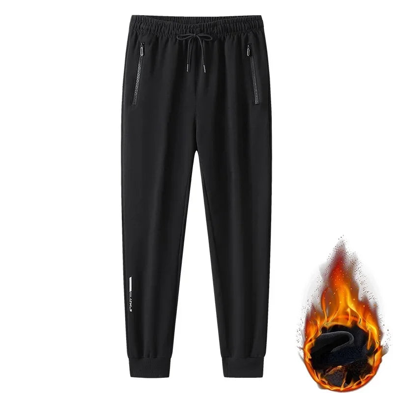 Men Sweatpants Fleece Warm Sports Joggers Pants Male Winter Sportswear Reflective Training Gray Trouser Big Plus