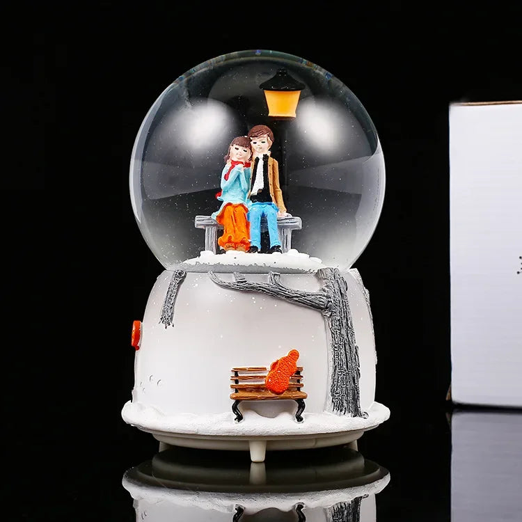 Sky City Music Box Automatic Snowfall Crystal Ball Birthday Gift Resin Crafts Desktop Ornament