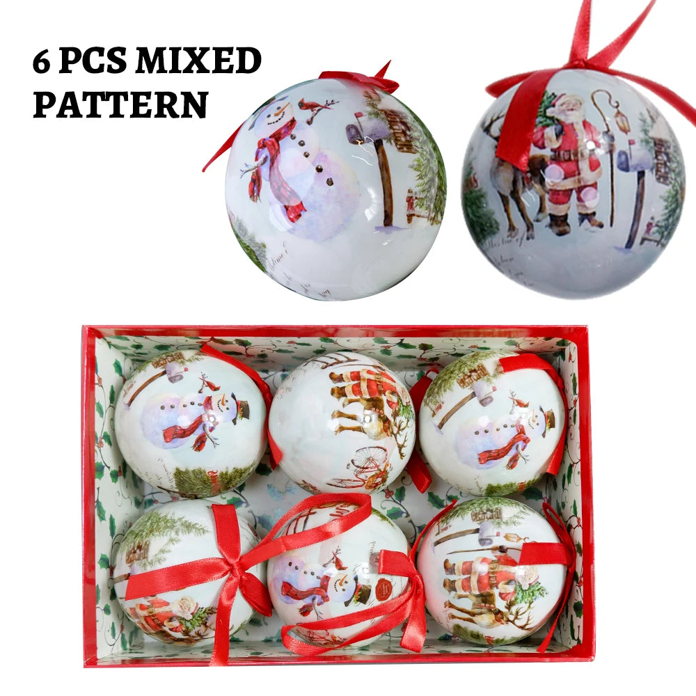 6PCS Xmas Tree Hanging Ball Ornament Decorations Gift New Year Navidad Eazy Hang Ball