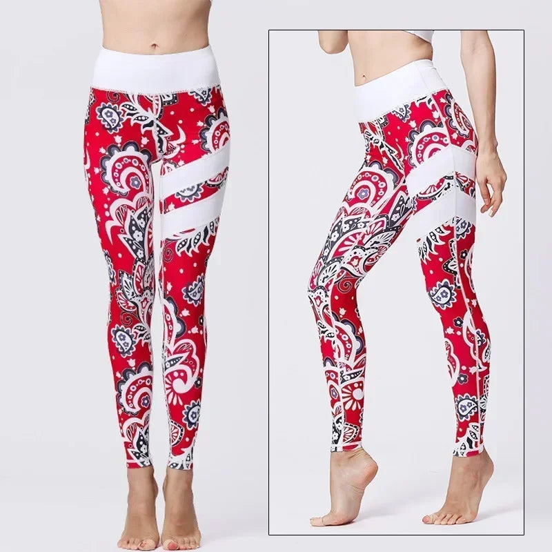 Cloud Hide Yoga Pants Women Flower High Waist Sports Leggings