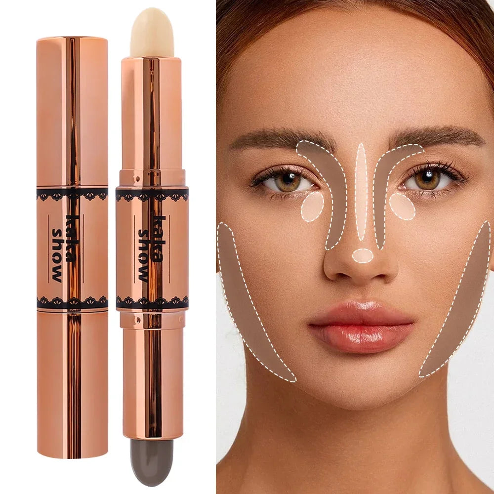 Face Brown Bronzer Contour Stick Double-headed Brightening Face Make Up Pen Smooth Contour Shadow Highlight Concealer Cosmetics