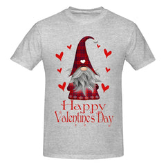 Happy Valentine's Day Gnome Plaid And Accessories T Shirts Men's Cotton Cool T-Shirts