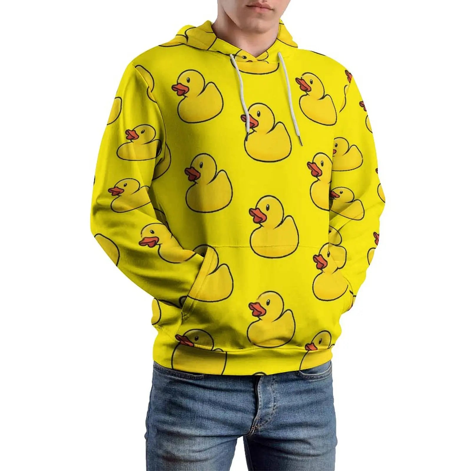 Rubber Ducks Print Hoodies Long-Sleeve Kawaii Animal Aesthetic Casual Hoodie