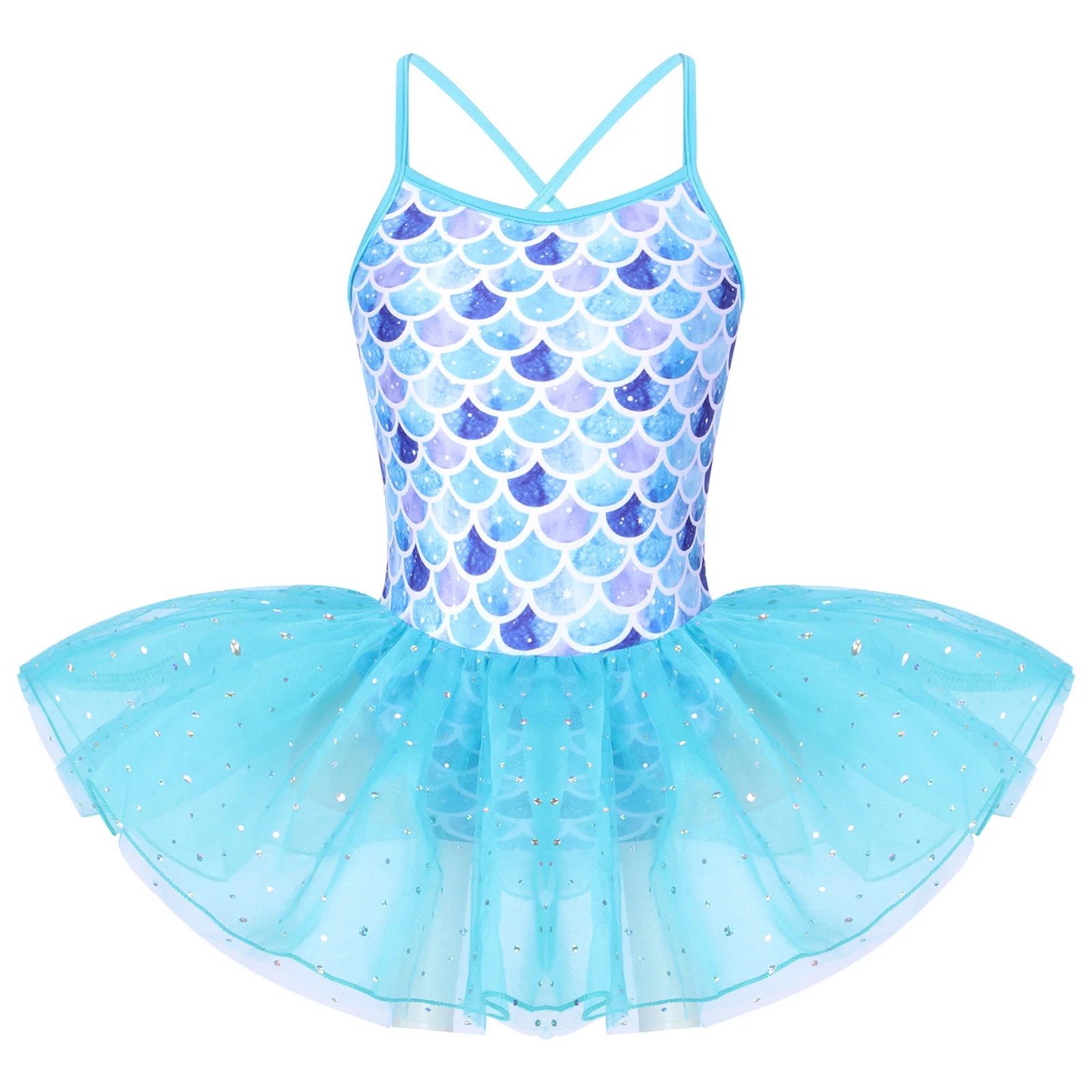 FEESHOW Glitter Mermaid Gymnastics Dress for Toddler Girl Dresses